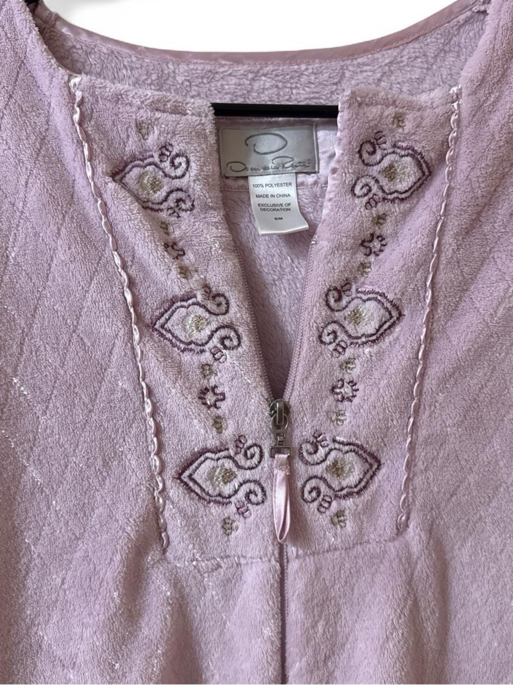 Vintage Oscar de la Renta Baby Pink Zip-Up Robe